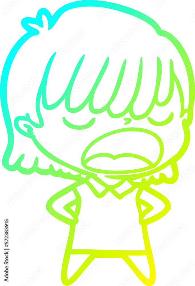 cold gradient line drawing cartoon woman talking loudly cold gradient line drawing cartoon woman talking loudly