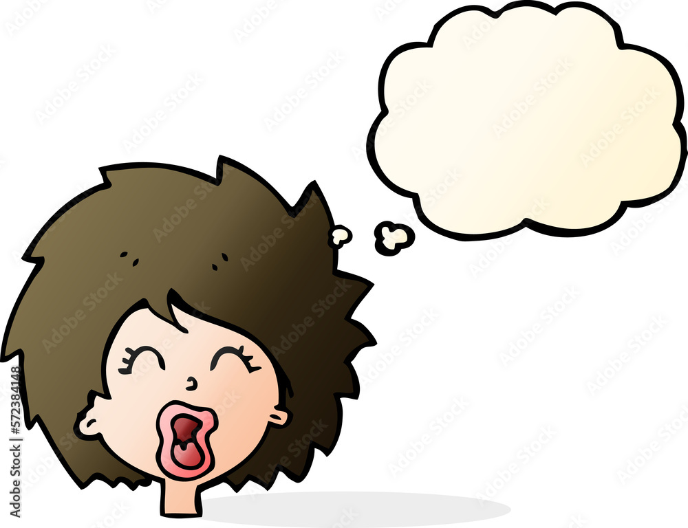 cartoon woman screaming with thought bubble cartoon woman screaming with thought bubble