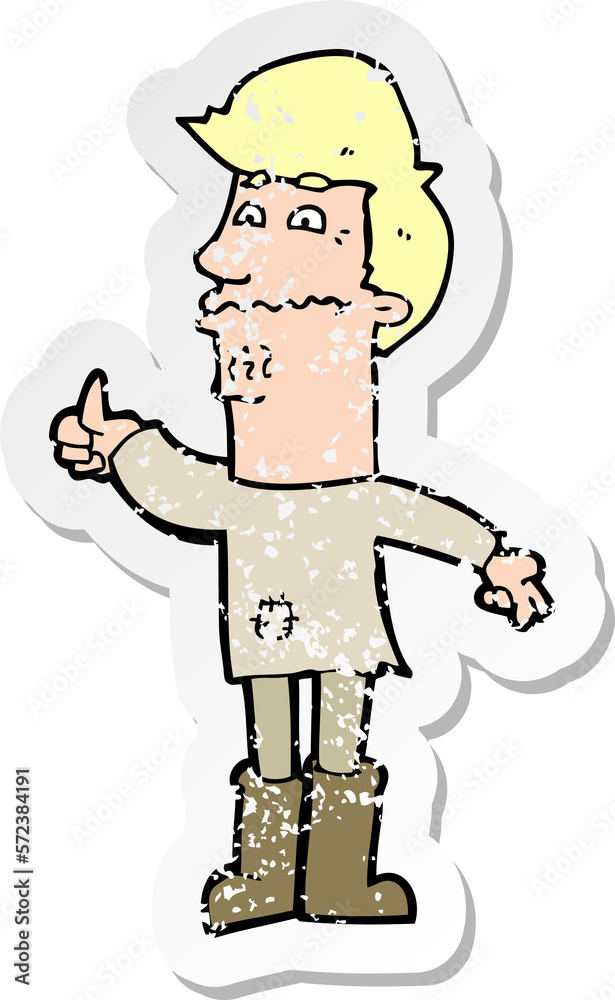 retro distressed sticker of a cartoon nervous man retro distressed sticker of a cartoon nervous man
