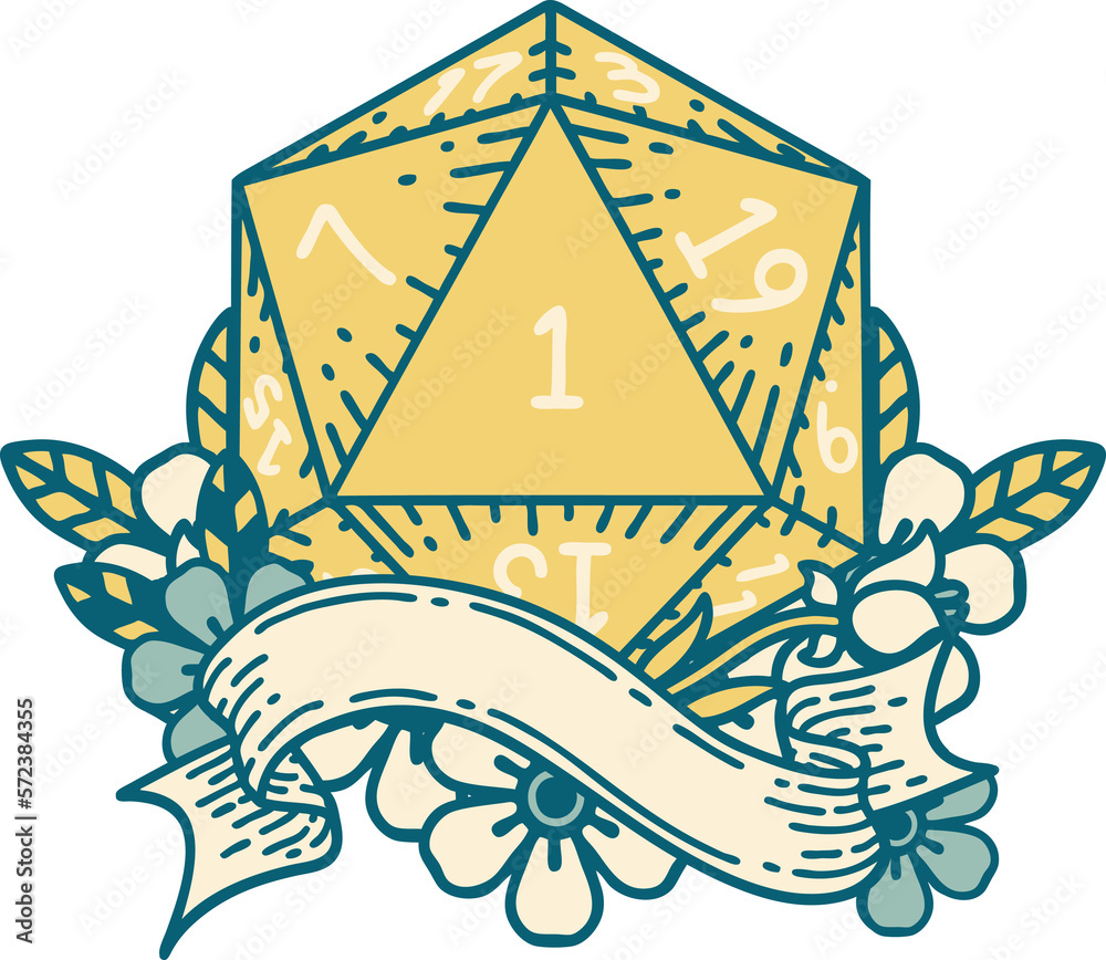 natural one d20 dice roll illustration natural one d20 dice roll illustration