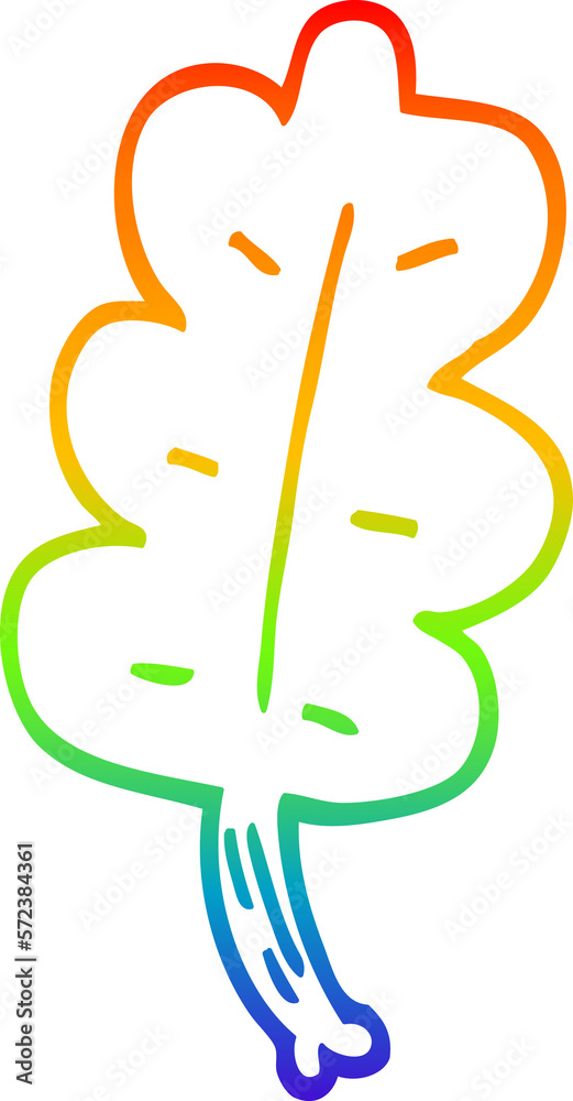 Obraz premium rainbow gradient line drawing cartoon leaf