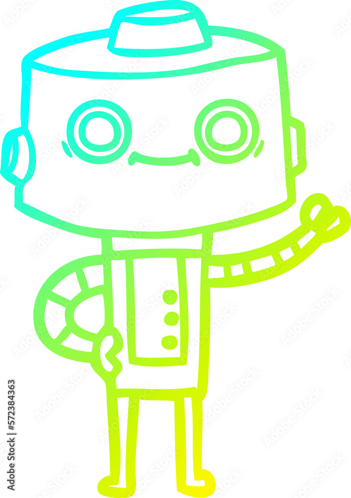 cold gradient line drawing cartoon robot