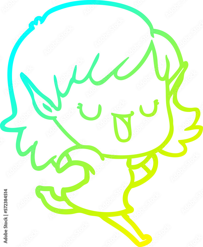 cold gradient line drawing cartoon elf girl cold gradient line drawing cartoon elf girl