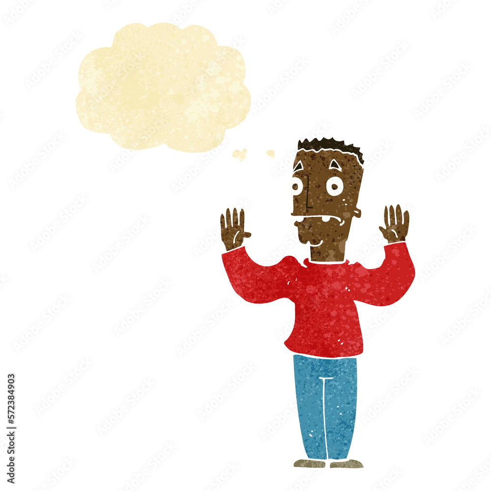 cartoon man surrendering with thought bubble cartoon man surrendering with thought bubble