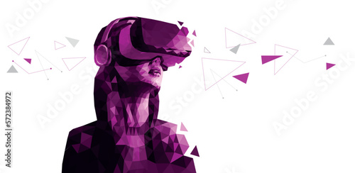 ragazza con visore vr, metaverso, realtà virtuale