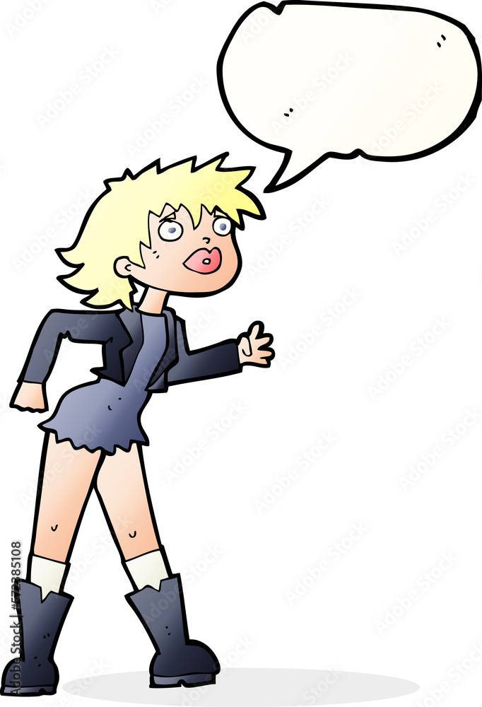 cartoon girl in leather jacket with speech bubble cartoon girl in leather jacket with speech bubble