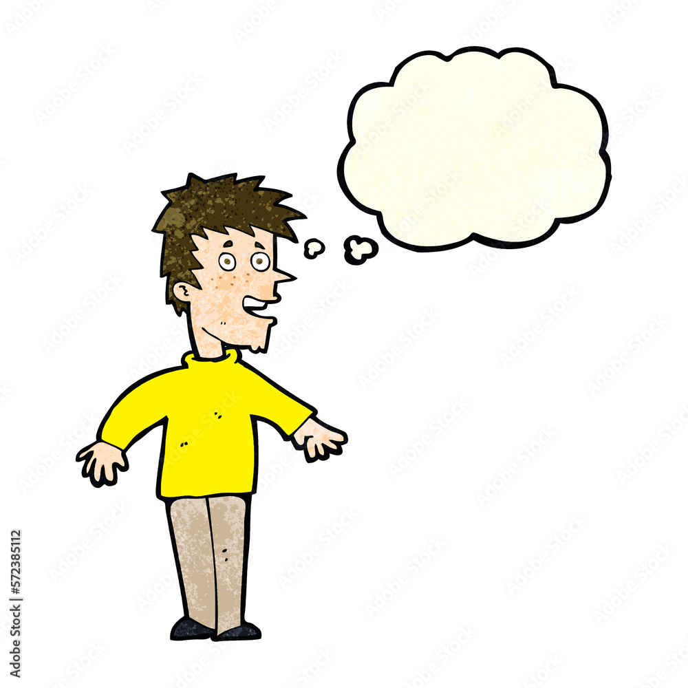 cartoon happy boy with thought bubble cartoon happy boy with thought bubble