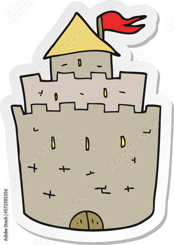 sticker of a cartoon castle
