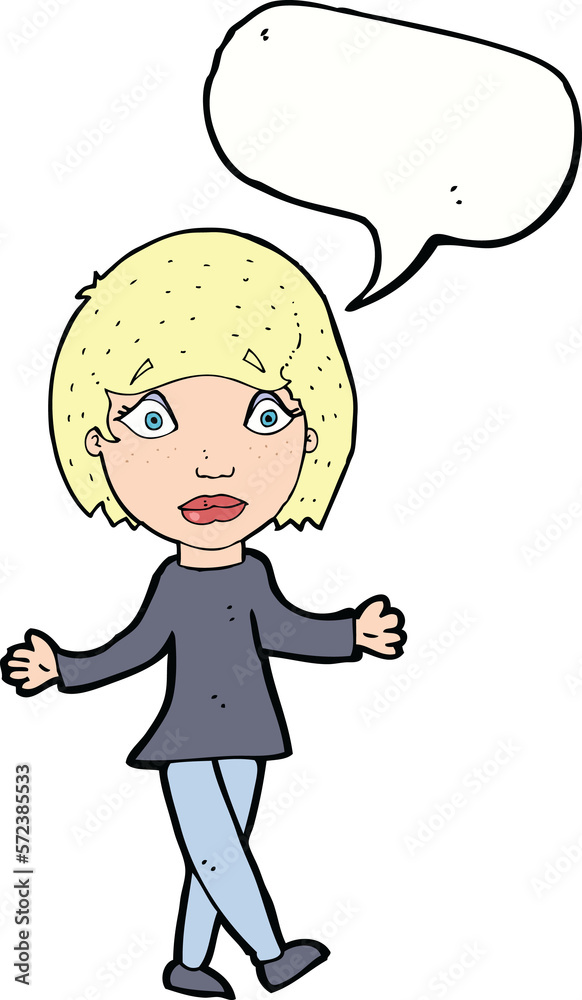 cartoon surprised woman with speech bubble cartoon surprised woman with speech bubble