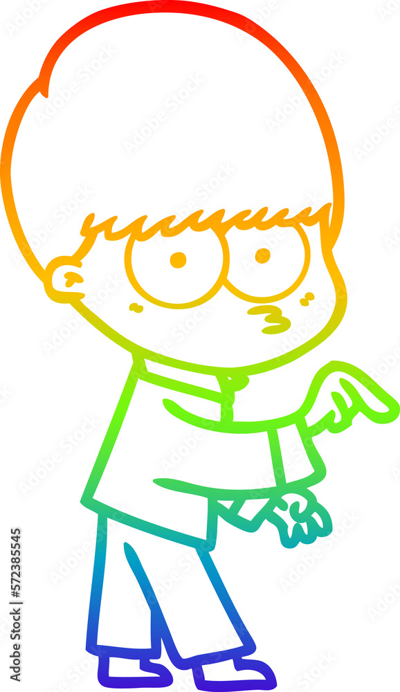 rainbow gradient line drawing nervous cartoon boy rainbow gradient line drawing nervous cartoon boy