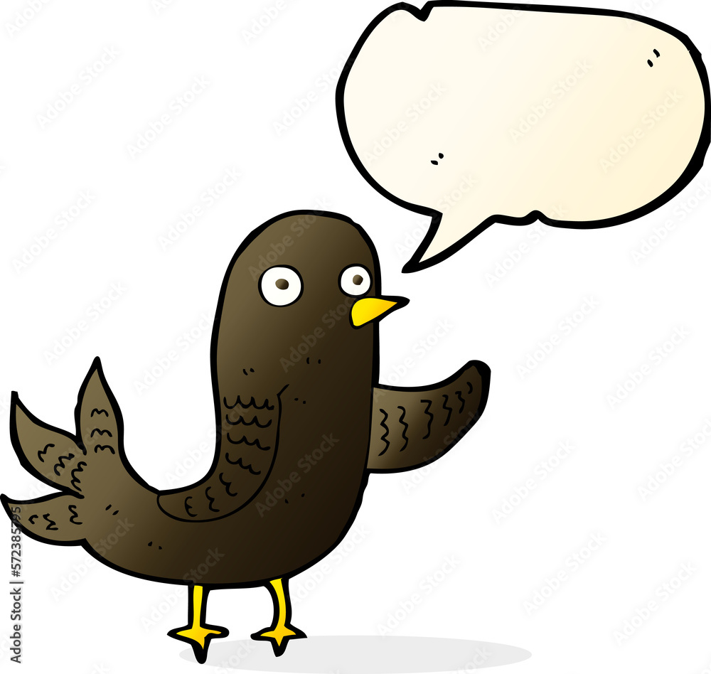 cartoon waving bird with speech bubble cartoon waving bird with speech bubble