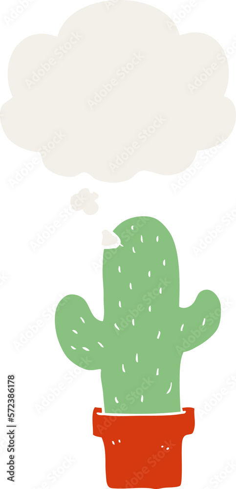 cartoon cactus and thought bubble in retro style cartoon cactus and thought bubble in retro style