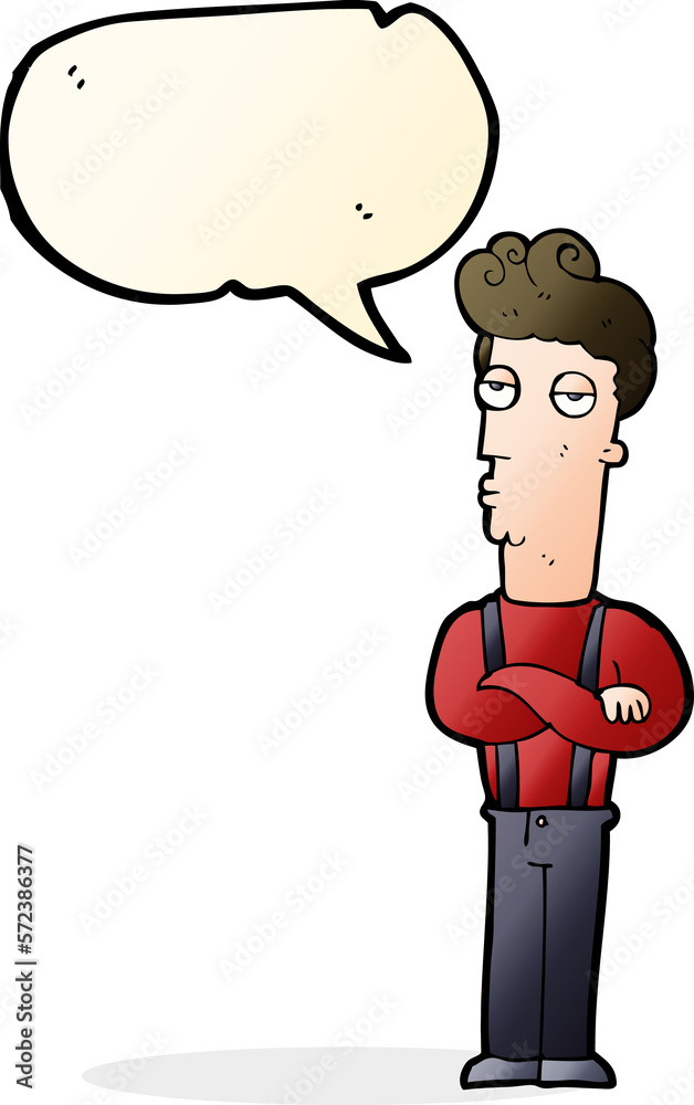 Fototapeta premium cartoon unimpressed man with speech bubble
