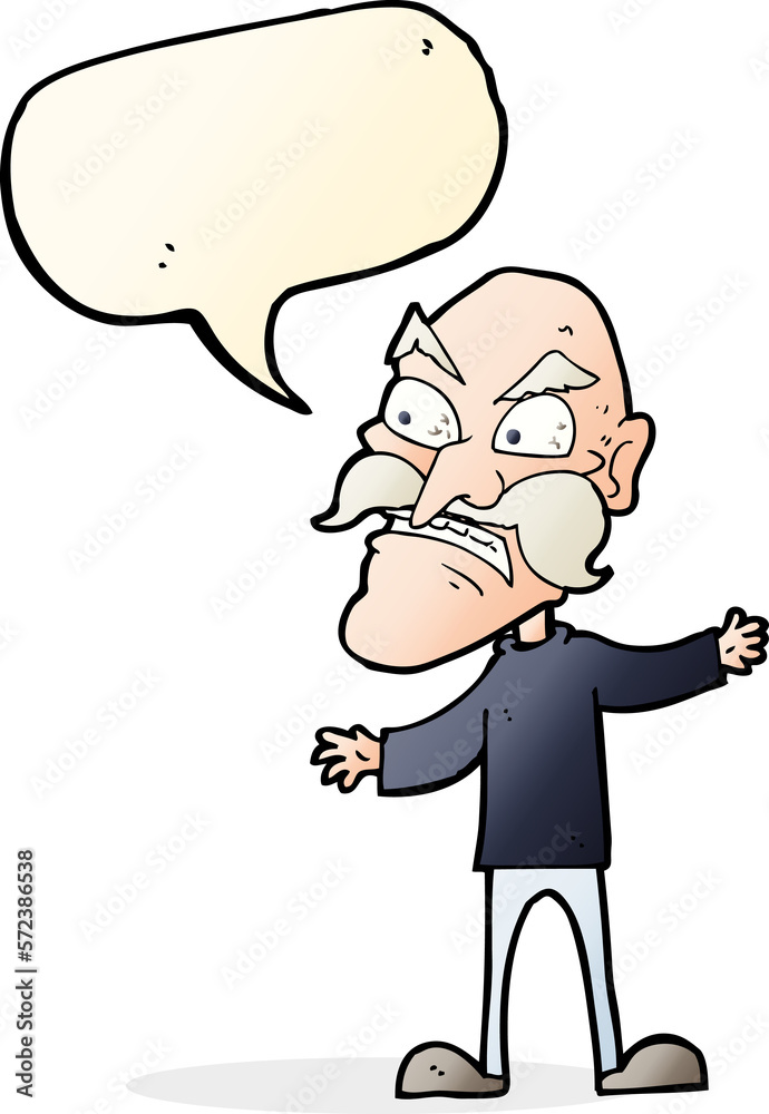 cartoon angry old man with speech bubble cartoon angry old man with speech bubble