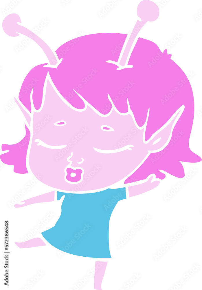 cute alien girl flat color style cartoon cute alien girl flat color style cartoon