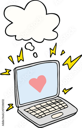 internet dating cartoon  and thought bubble