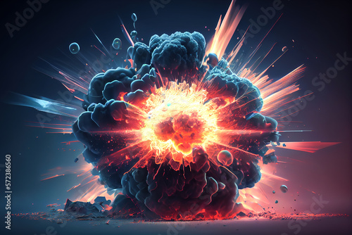 nuclear reaction. atomic particle explosions illustration. Generative AI