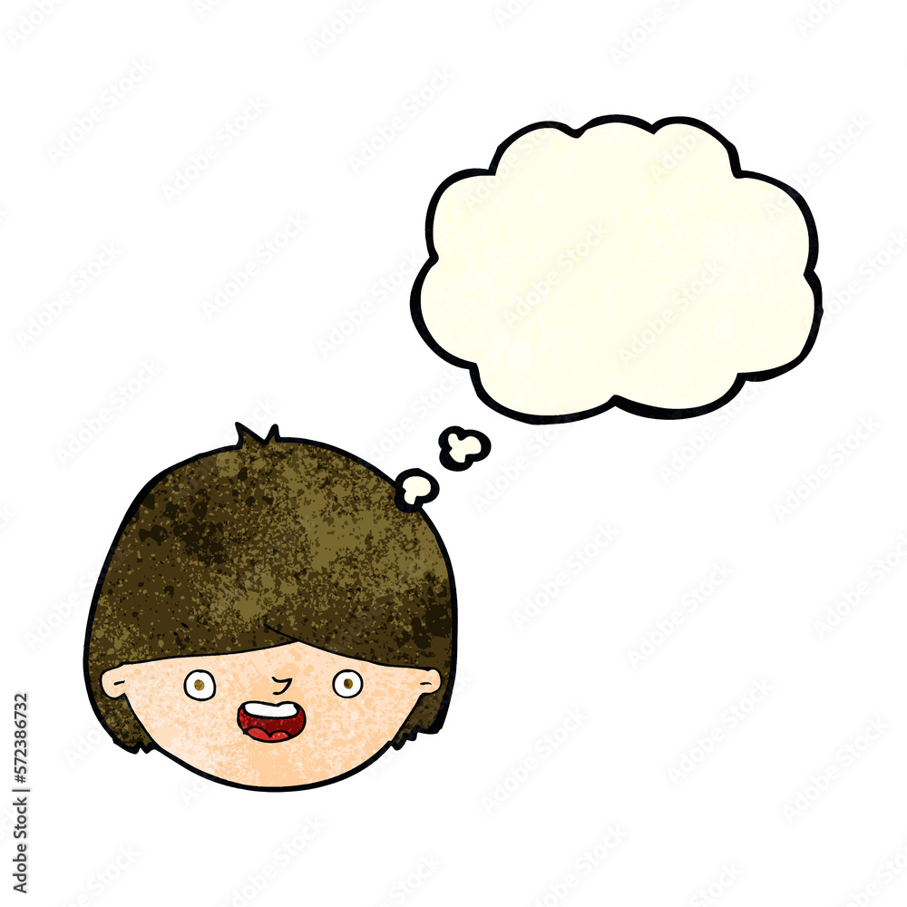 cartoon happy face with thought bubble cartoon happy face with thought bubble
