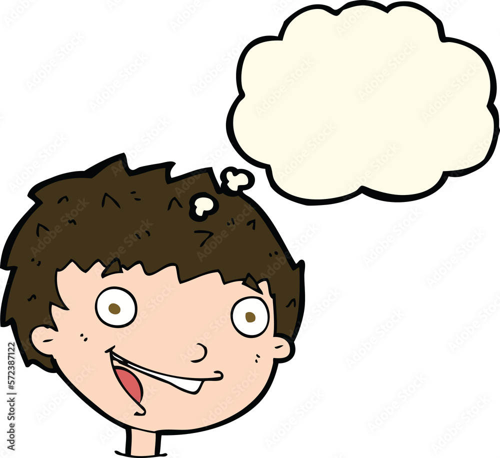 cartoon laughing boy with thought bubble cartoon laughing boy with thought bubble