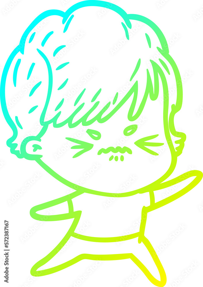 cold gradient line drawing cartoon frustrated woman cold gradient line drawing cartoon frustrated woman