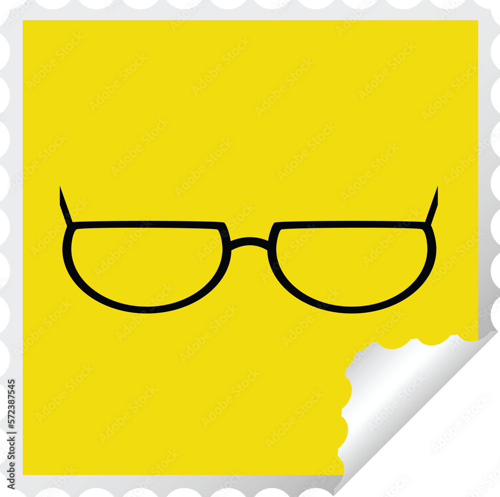 spectacles graphic vector illustration square sticker stamp