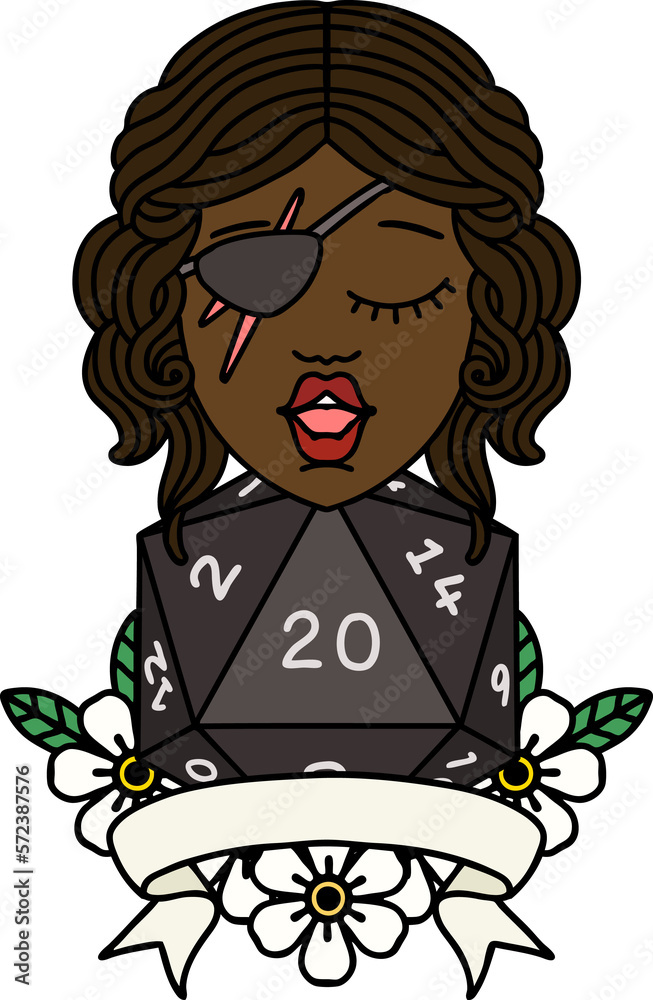 human rogue with natural 20 dice roll illustration human rogue with natural 20 dice roll illustration
