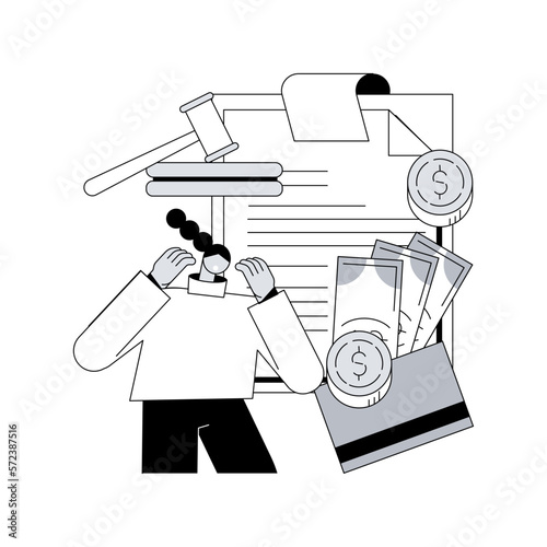 Pay penalties abstract concept vector illustration. Interest on late payment, pay penalty online, not filing taxes, fine, individual shared responsibility, financial dispute abstract metaphor.