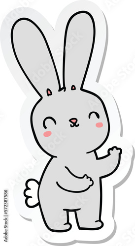 sticker of a cute cartoon rabbit