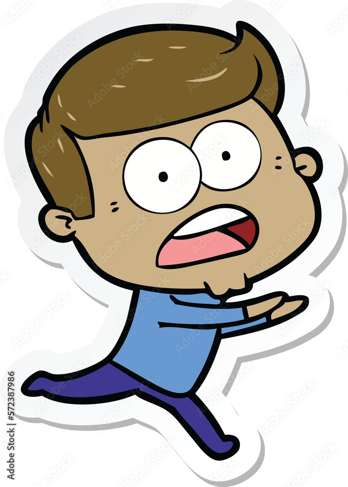 sticker of a cartoon shocked man