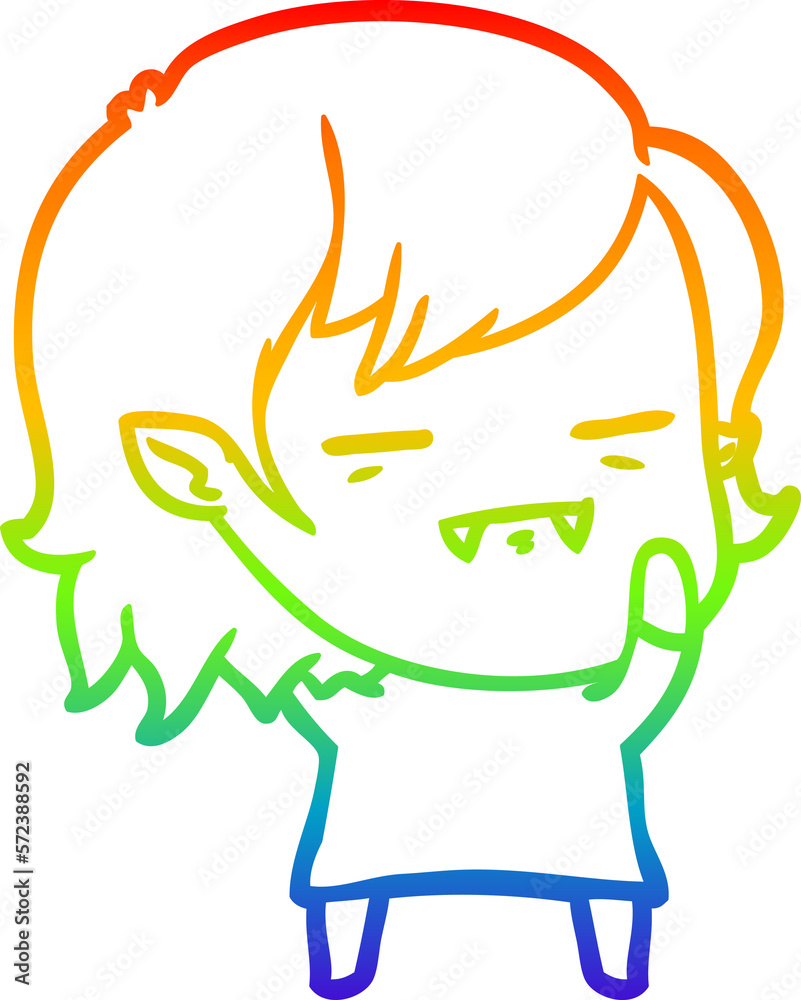 rainbow gradient line drawing cartoon undead vampire girl rainbow gradient line drawing cartoon undead vampire girl