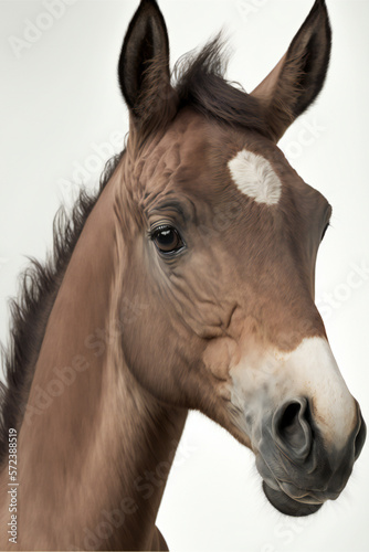 close up of a horse - Foal pup - Created with Generative AI technology. © Graxaim