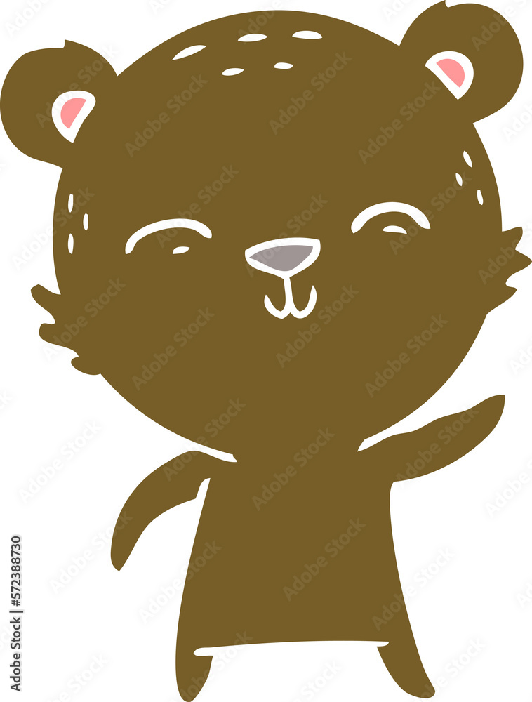 Fototapeta premium happy flat color style cartoon bear