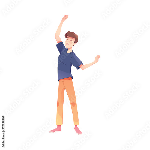 Happy Man Character Rejoicing and Cheering Vector Illustration
