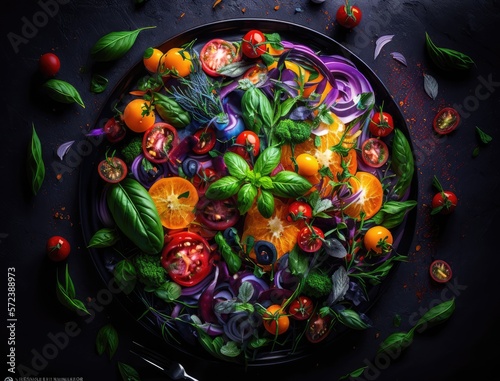 vegetables salad on black