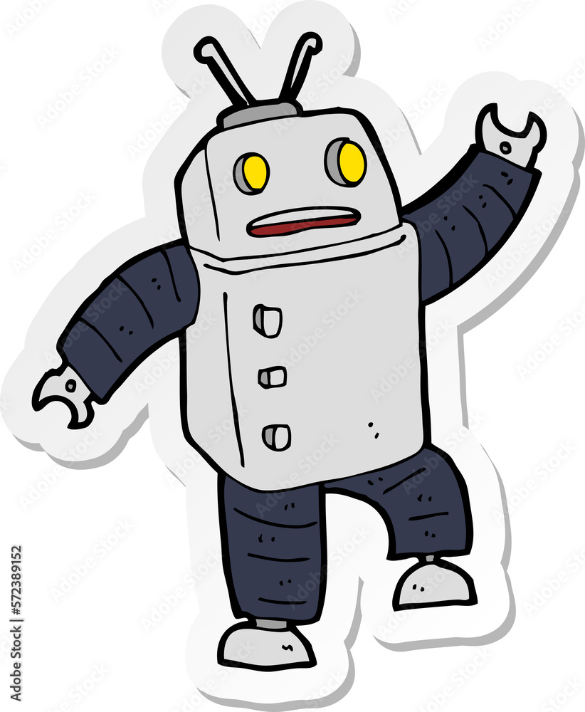 sticker of a cartoon robot sticker of a cartoon robot