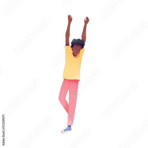 Happy Man Character Rejoicing and Cheering Vector Illustration