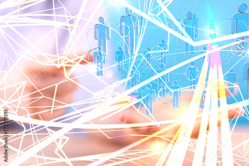 Global network. Blockchain. 3D illustration. Neural networks and artificial intelligence. Abstract