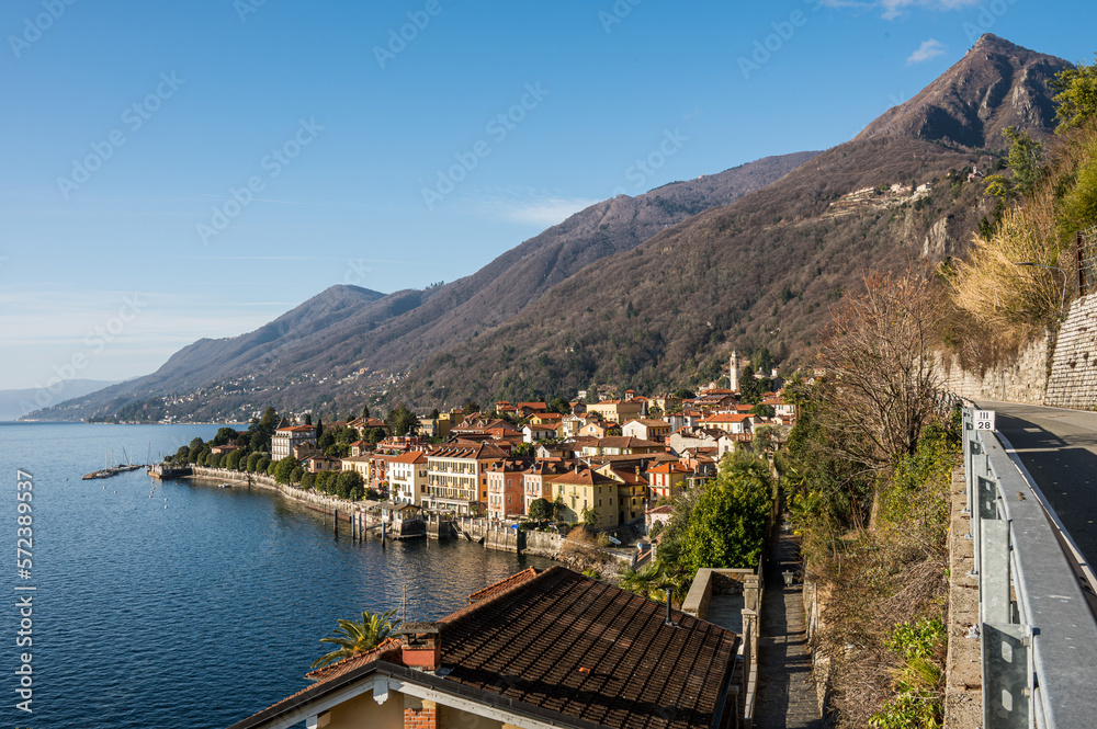 HIgh ange view of Cannero in the Lake Maggiore