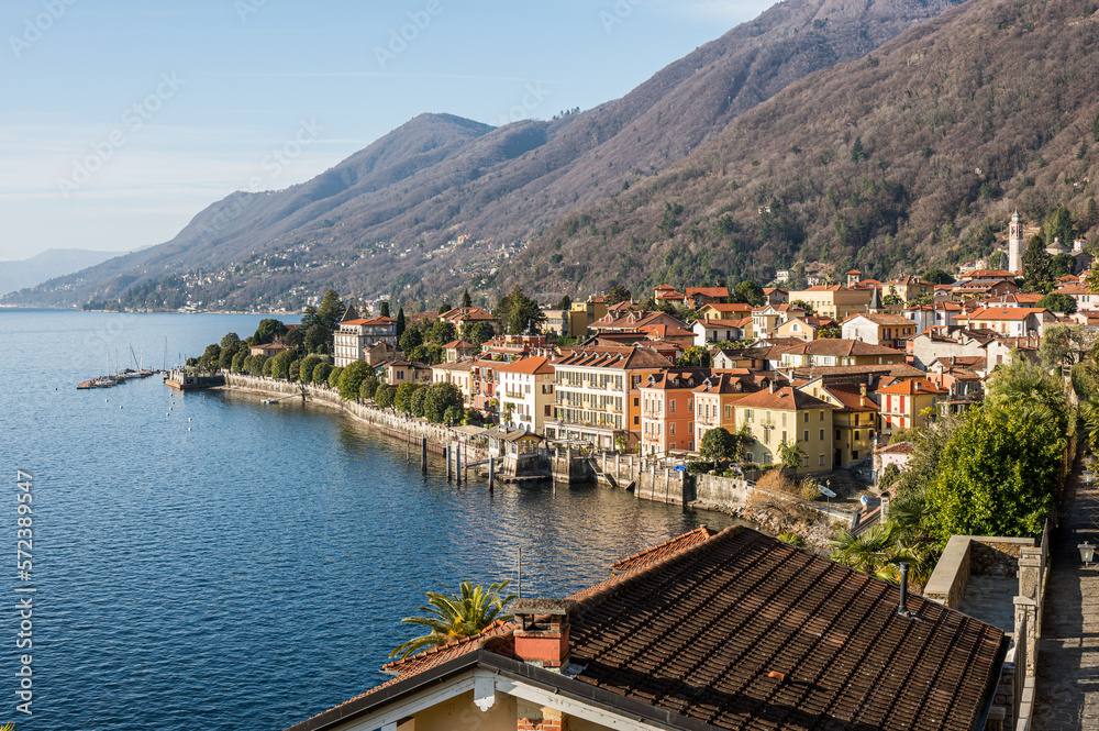 HIgh ange view of Cannero in the Lake Maggiore HIgh ange view of Cannero in the Lake Maggiore