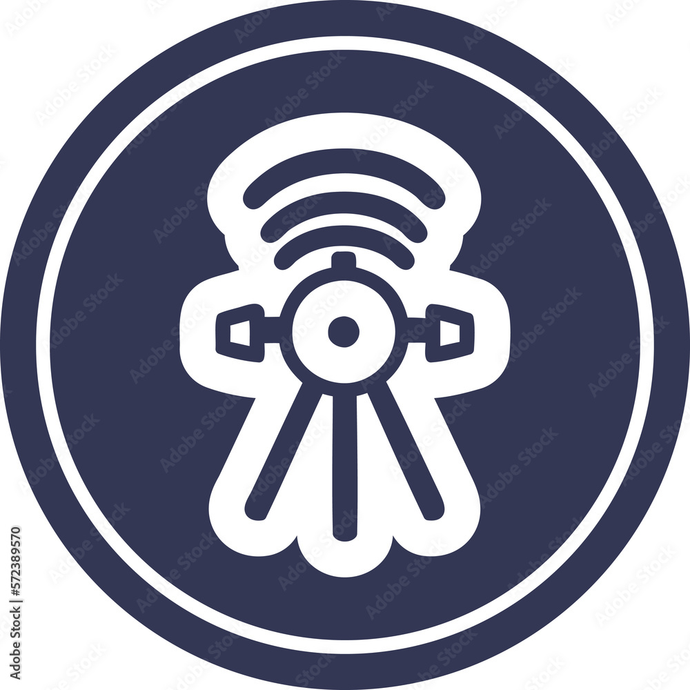 communications satellite circular icon communications satellite circular icon