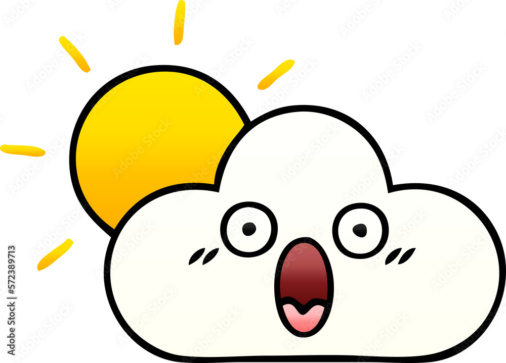gradient shaded cartoon sunshine and cloud gradient shaded cartoon sunshine and cloud