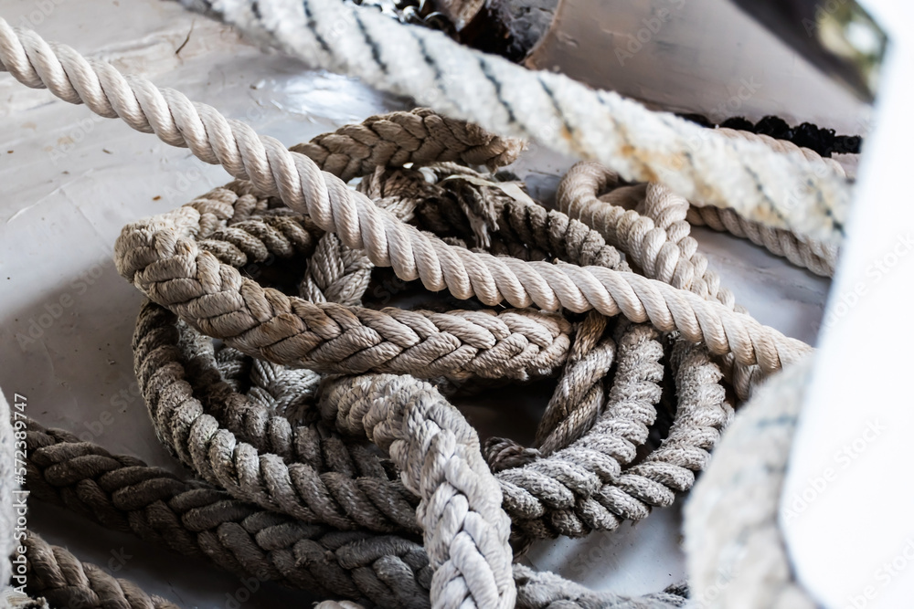 Rope used to tie ship to pier