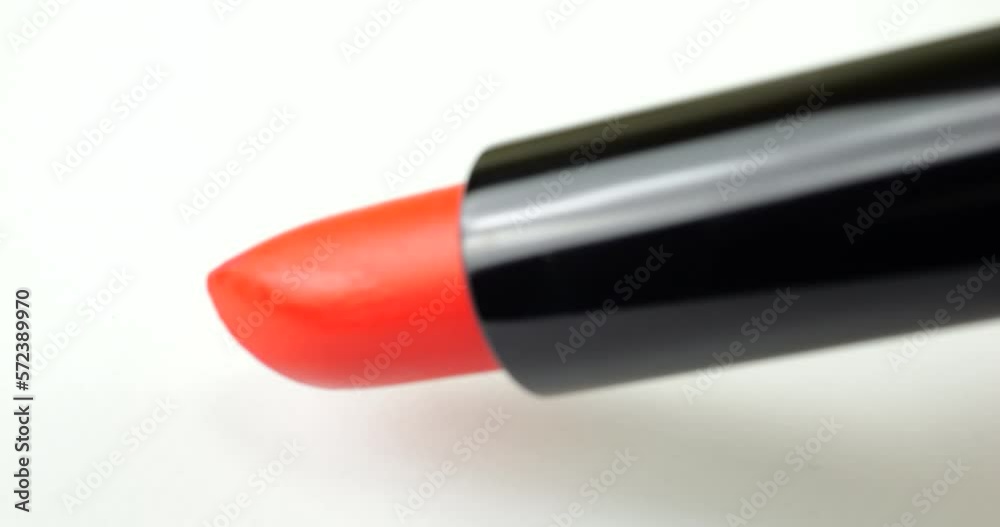 Strokes with red lipstick on an isolated white background. Strokes with red lipstick on an isolated white background.