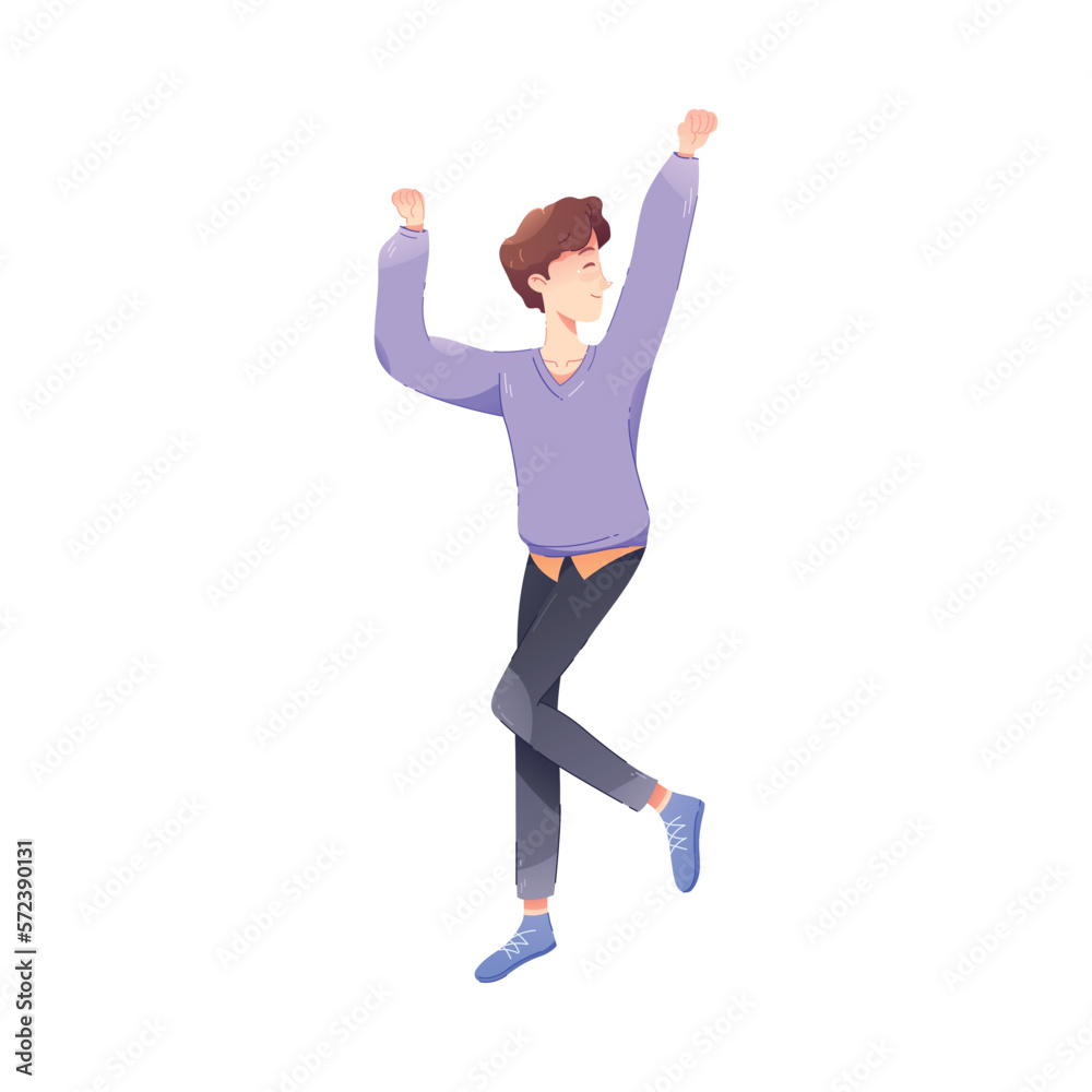 Fototapeta premium Happy Man Character Rejoicing and Cheering Vector Illustration