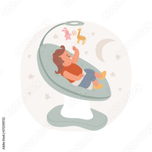 Automatic baby rocker isolated cartoon vector illustration. Adorable child lying in bouncer chair, automatic baby rocker, vibrating newbowrn crib, kids bedtime, sleep hygiene vector cartoon.