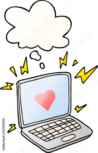 internet dating cartoon  and thought bubble in smooth gradient style