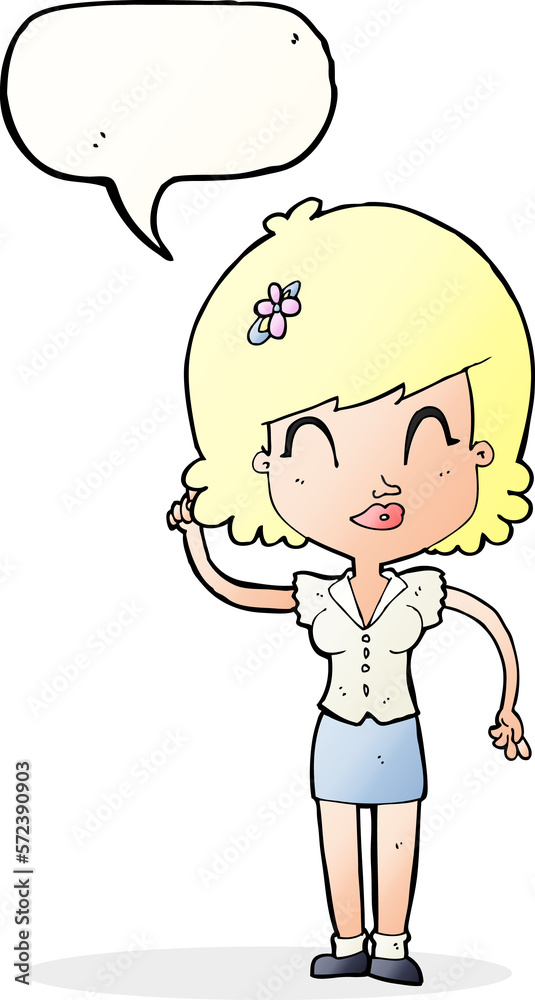 cartoon pretty woman with idea with speech bubble cartoon pretty woman with idea with speech bubble