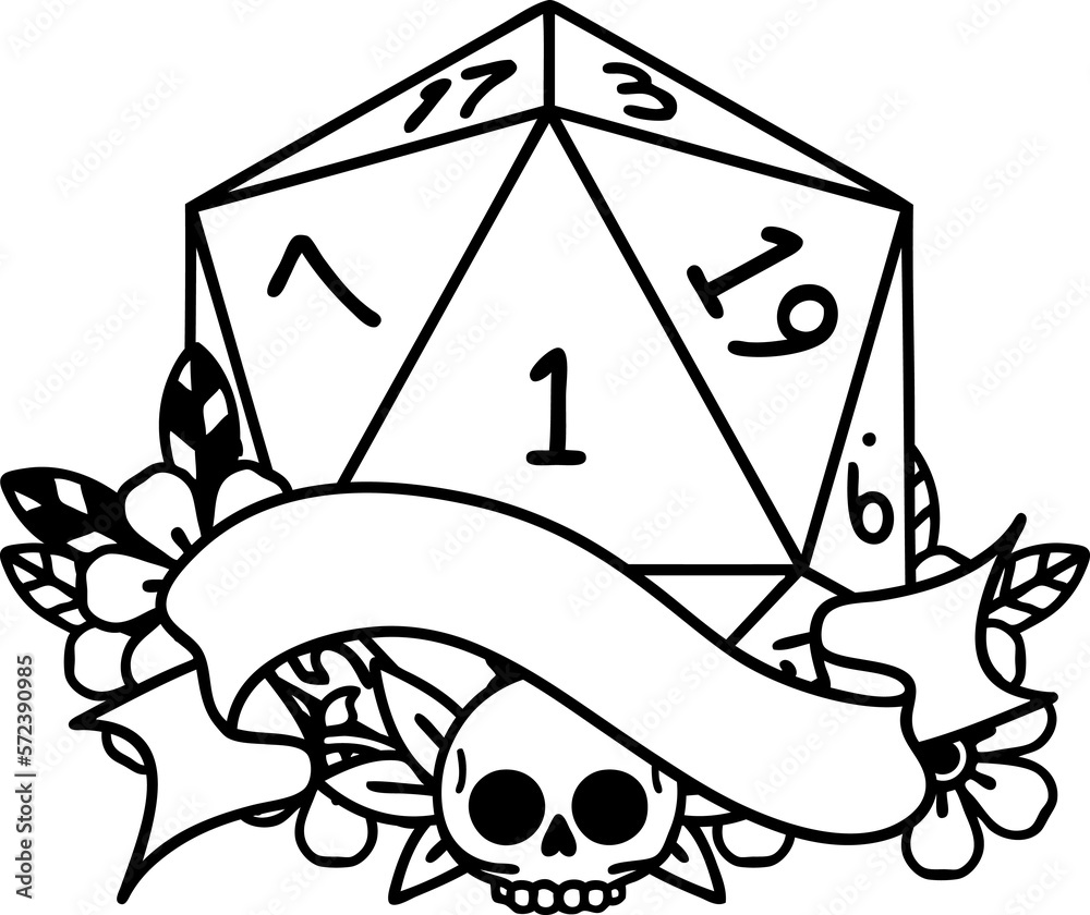 natural one d20 dice roll illustration