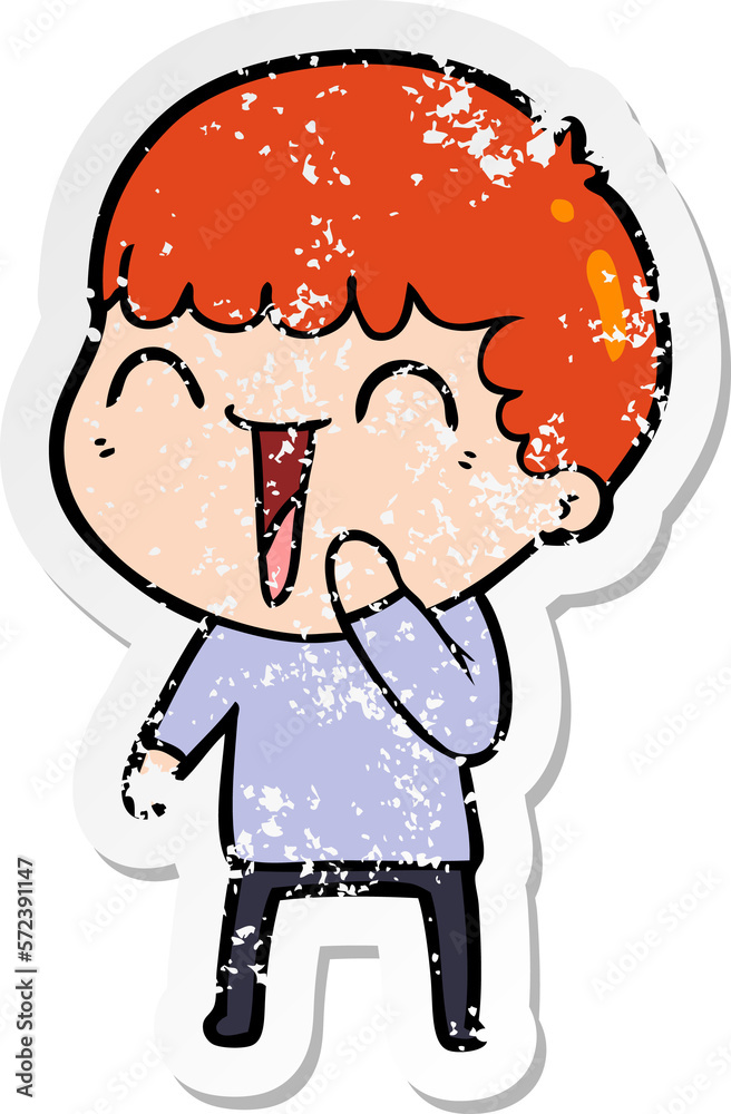 Fototapeta premium distressed sticker of a cartoon happy man