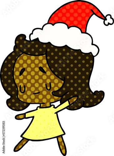 christmas cartoon of kawaii girl